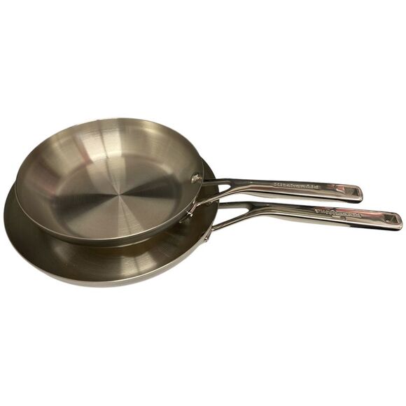 KitchenAid 3 Ply Base Stainless Steel Cookware Induction Fry Pans Set 2 Piece